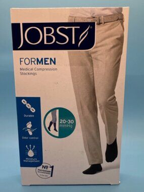 Jobst For Men Knee High Compression Stockings 20-30mmHg Men's Large Black New